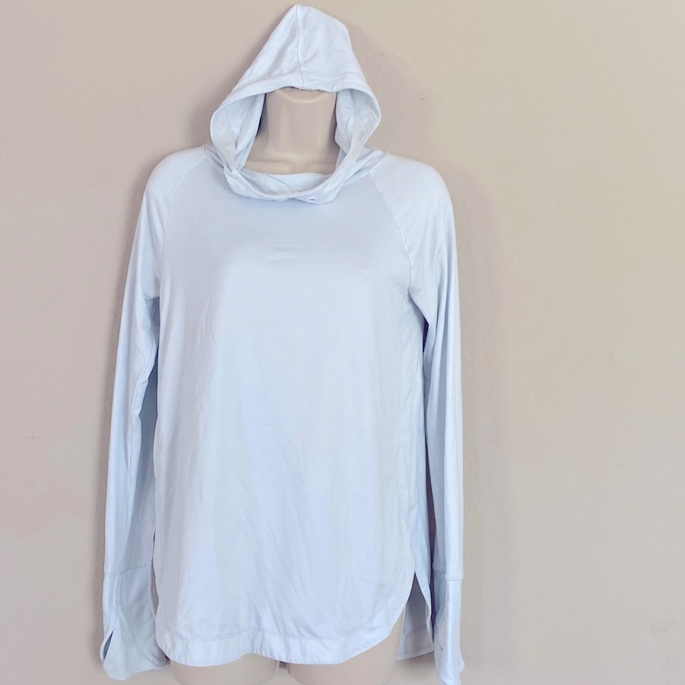 Athleta Uptempo Hoodie Sweatshirt Long Sleeve Light Blue